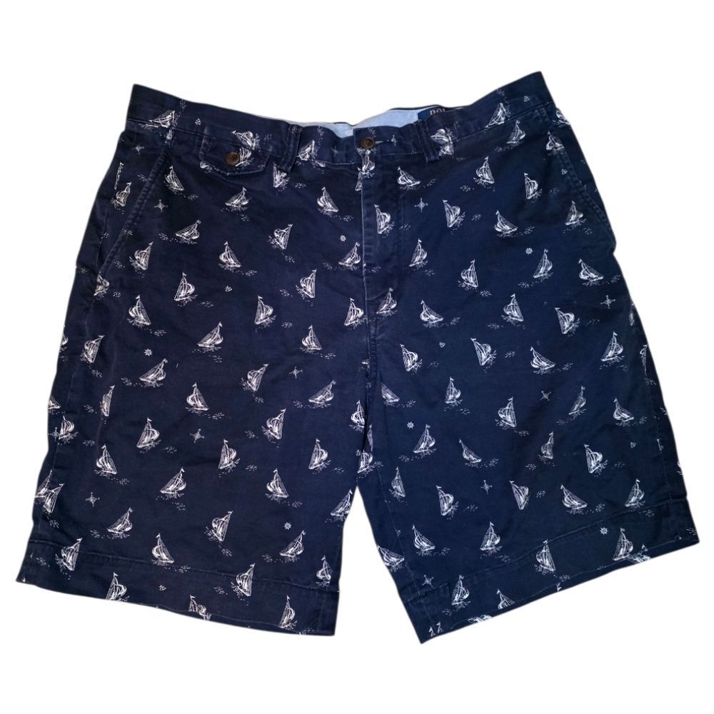 POLO RALPH LAUREN Stretch Classic Fit Sailboat Print Chino Shorts - Size 35